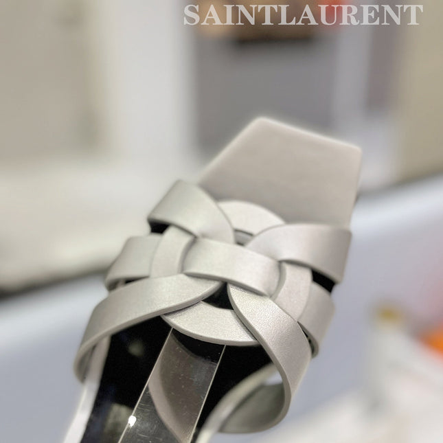 SL TRIBUTE SANDAL SILVER CALFSKIN