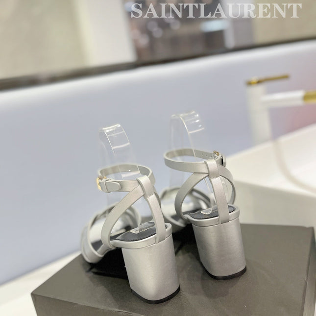 SL TRIBUTE SANDAL SILVER CALFSKIN