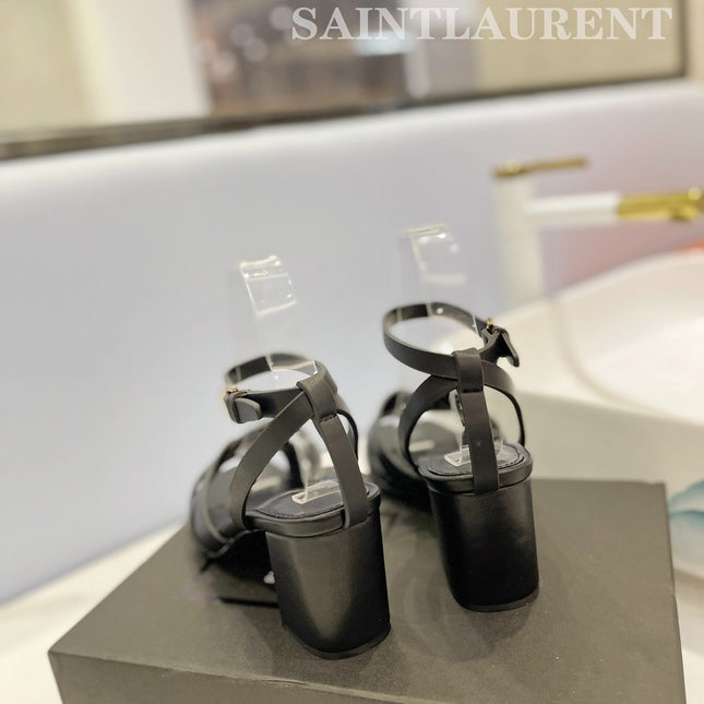 SL TRIBUTE SANDAL BLACK CALFSKIN