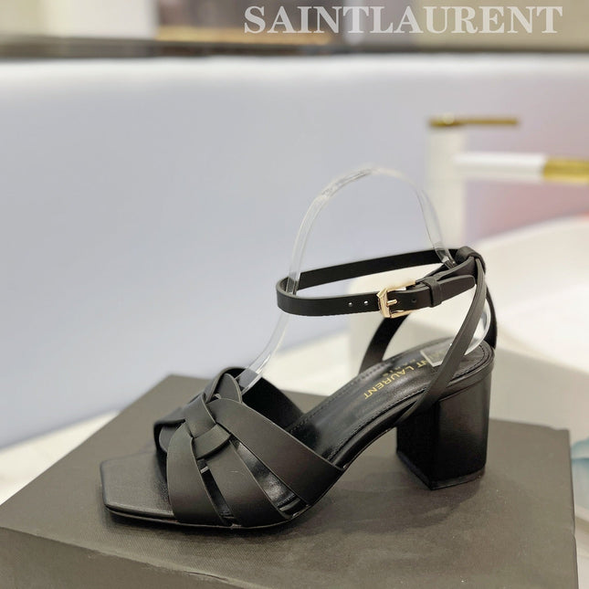 SL TRIBUTE SANDAL BLACK CALFSKIN