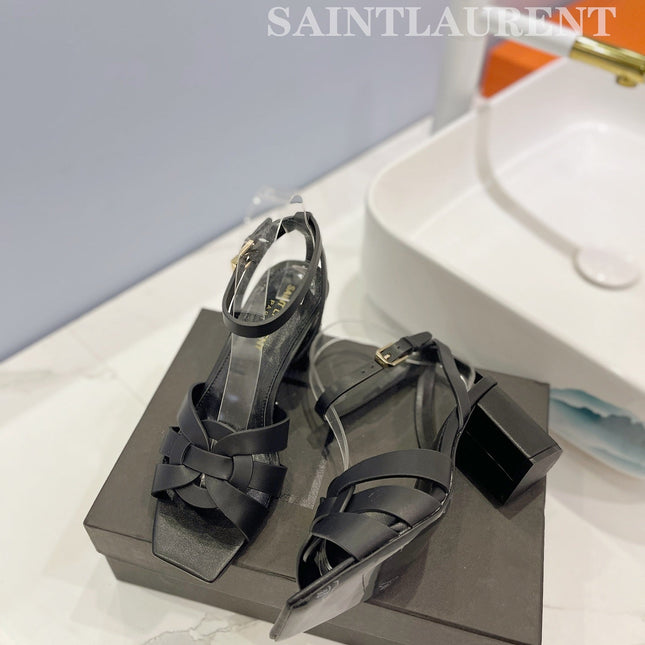 SL TRIBUTE SANDAL BLACK CALFSKIN