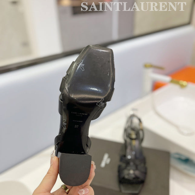 SL TRIBUTE SANDAL BLACK CALFSKIN