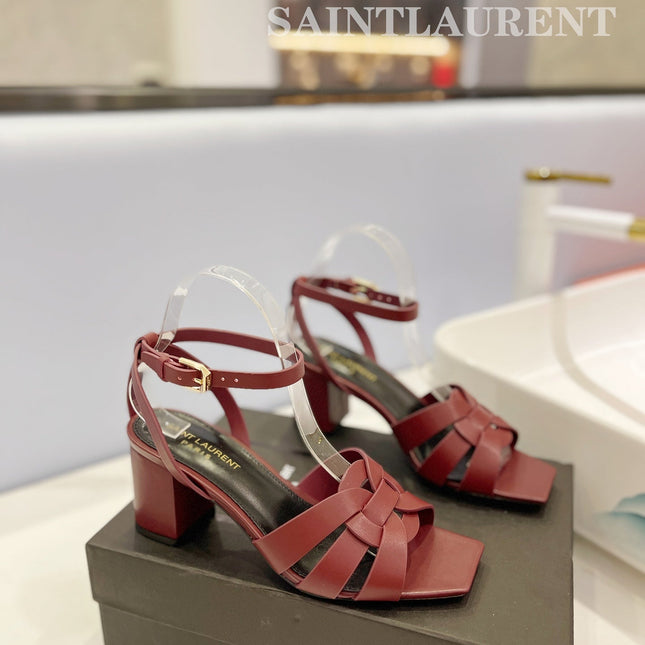 SL TRIBUTE SANDAL BERRY CALFSKIN