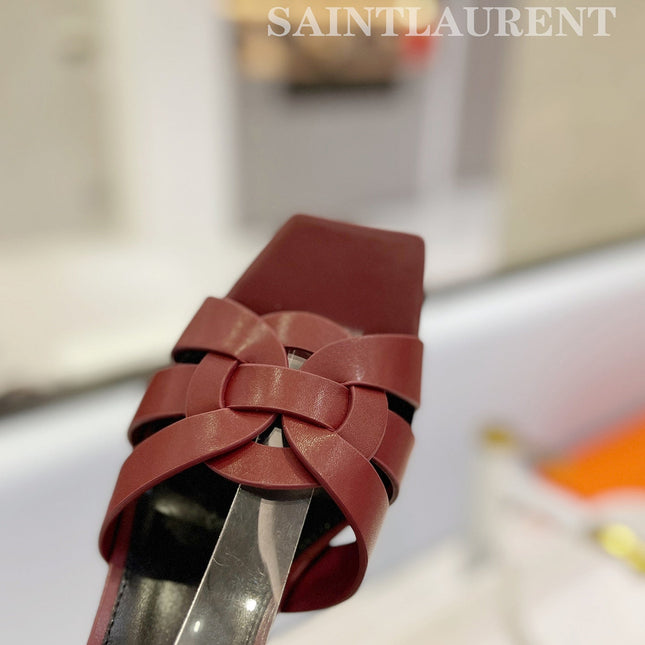 SL TRIBUTE SANDAL BERRY CALFSKIN