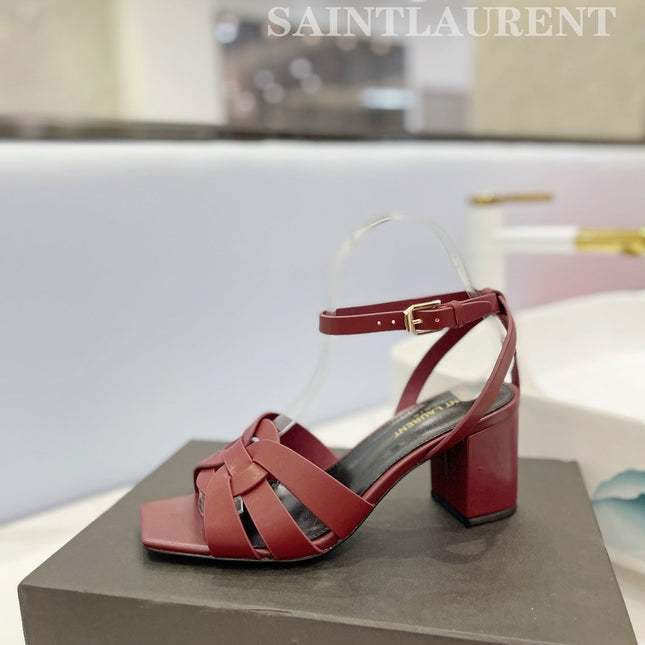 SL TRIBUTE SANDAL BERRY CALFSKIN