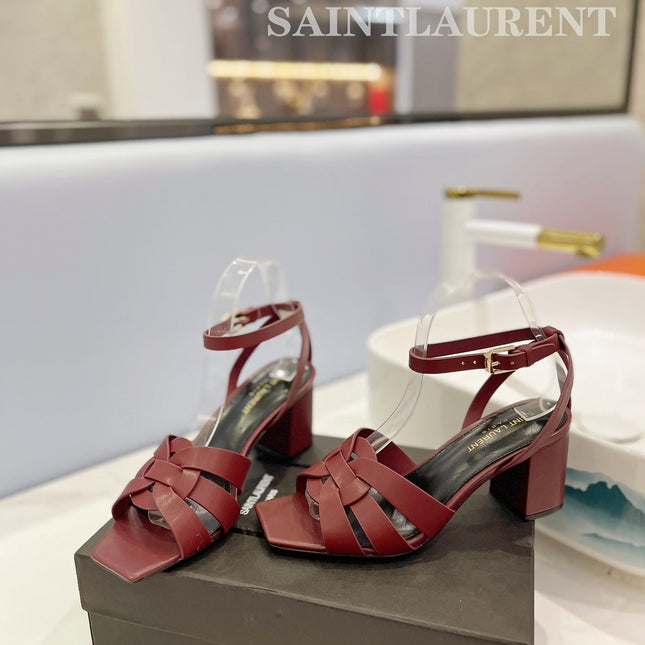 SL TRIBUTE SANDAL BERRY CALFSKIN