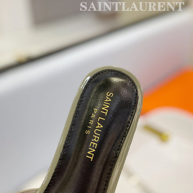 SL TRIBUTE SLIPPERS GLOSSY SAGE CALFSKIN