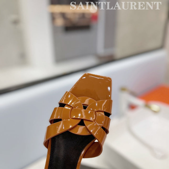 SL TRIBUTE SLIPPERS GLOSSY COPPER CALFSKIN