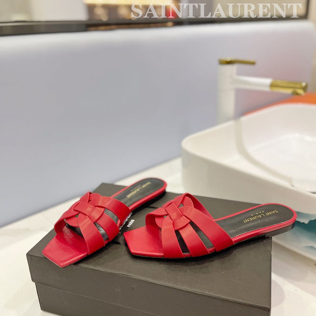 SL TRIBUTE SLIPPERS RED CALFSKIN
