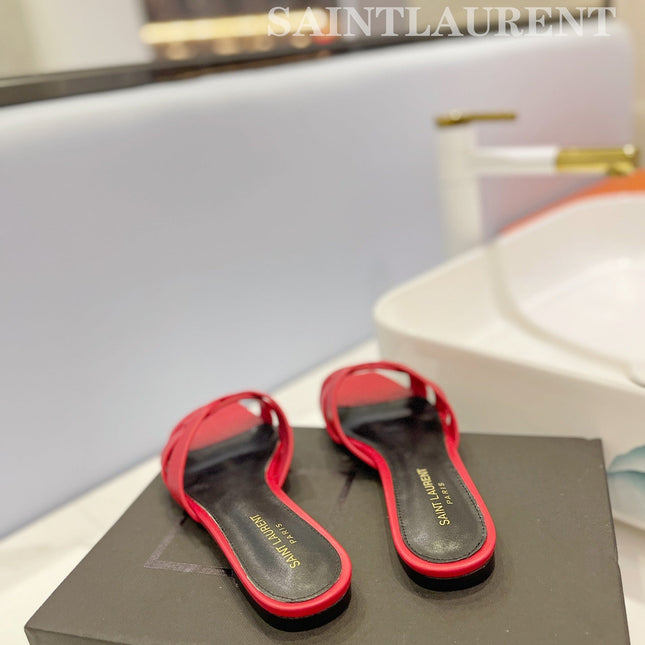 SL TRIBUTE SLIPPERS RED CALFSKIN
