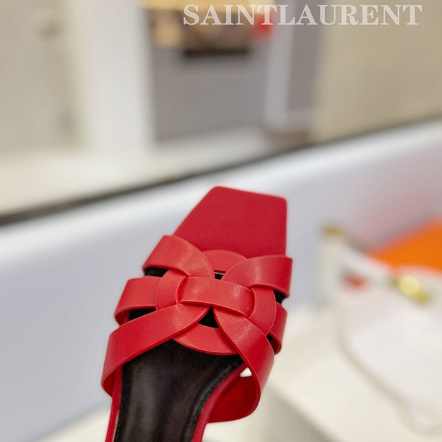 SL TRIBUTE SLIPPERS RED CALFSKIN