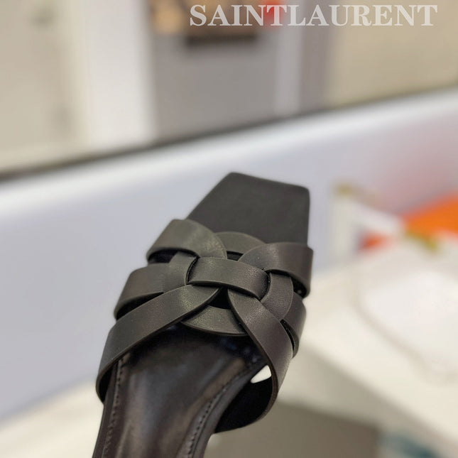 SL TRIBUTE SLIPPERS BLACK CALFSKIN