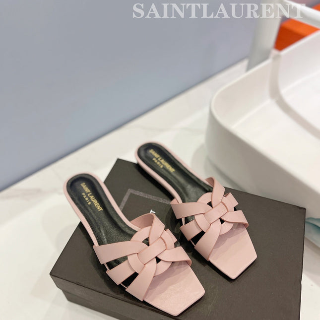 SL TRIBUTE SLIPPERS PINK NUDE CALFSKIN