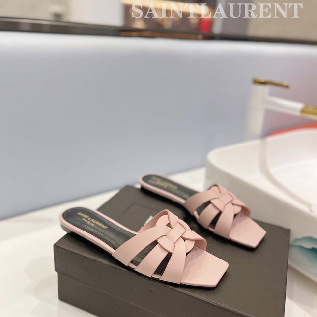 SL TRIBUTE SLIPPERS PINK NUDE CALFSKIN