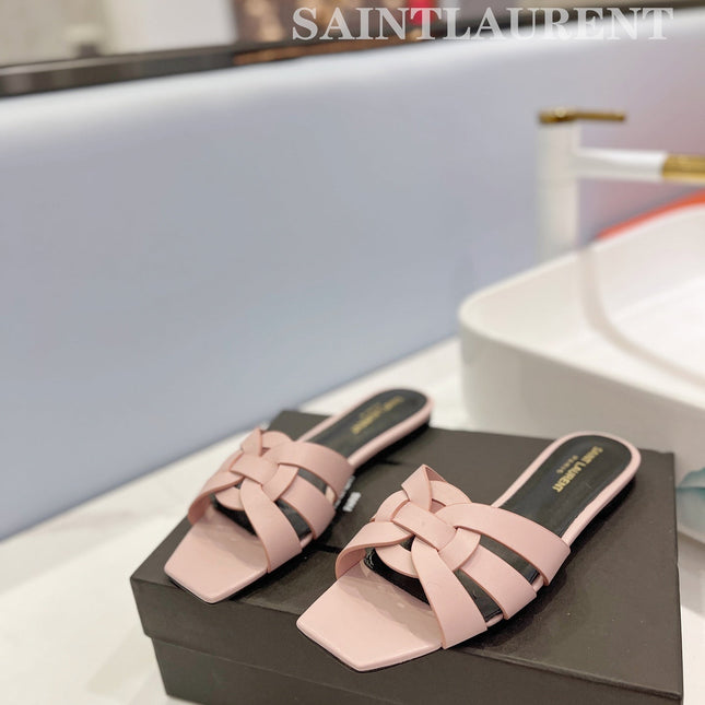 SL TRIBUTE SLIPPERS PINK NUDE CALFSKIN