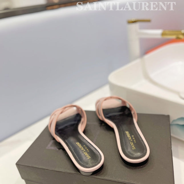 SL TRIBUTE SLIPPERS PINK NUDE CALFSKIN