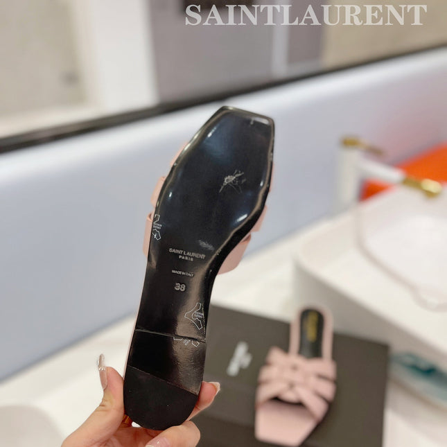 SL TRIBUTE SLIPPERS PINK NUDE CALFSKIN