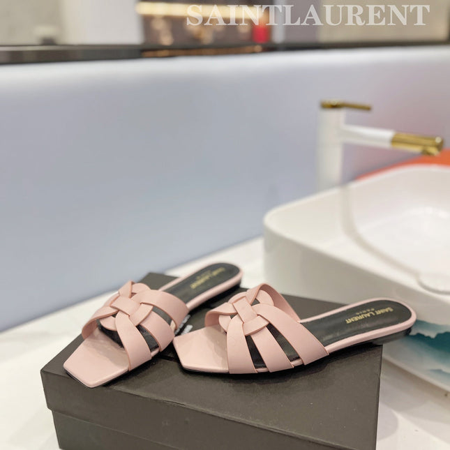 SL TRIBUTE SLIPPERS PINK NUDE CALFSKIN