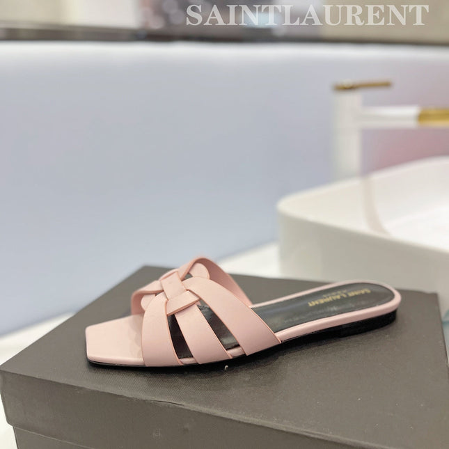 SL TRIBUTE SLIPPERS PINK NUDE CALFSKIN