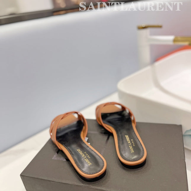 SL TRIBUTE SLIPPERS COPPER CALFSKIN