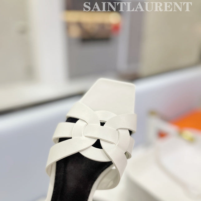 SL TRIBUTE SLIPPERS WHITE CALFSKIN