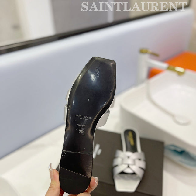 SL TRIBUTE SLIPPERS SILVER CALFSKIN