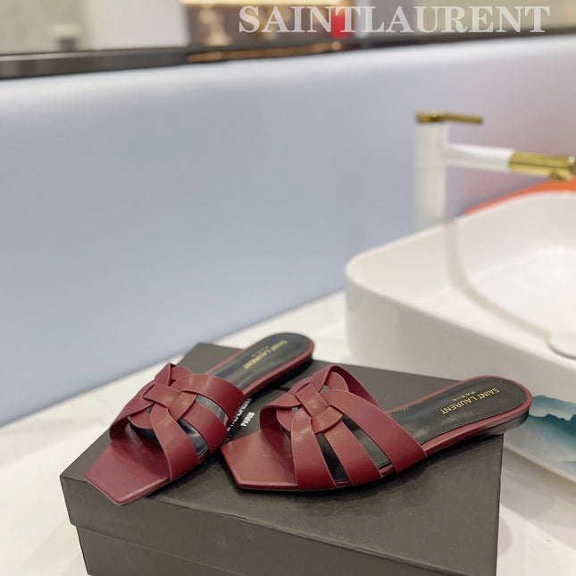 SL TRIBUTE SLIPPERS BERRY CALFSKIN