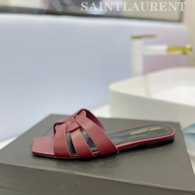 SL TRIBUTE SLIPPERS BERRY CALFSKIN