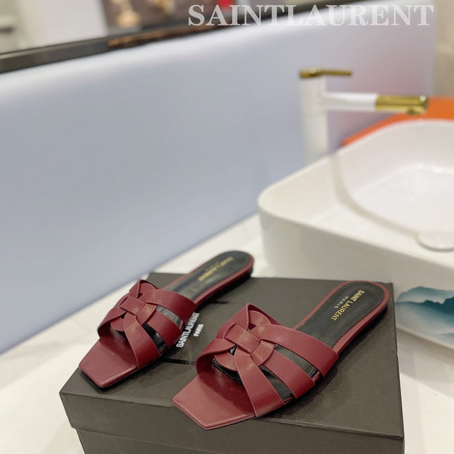 SL TRIBUTE SLIPPERS BERRY CALFSKIN