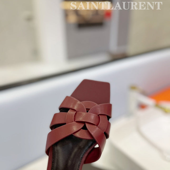 SL TRIBUTE SLIPPERS BERRY CALFSKIN