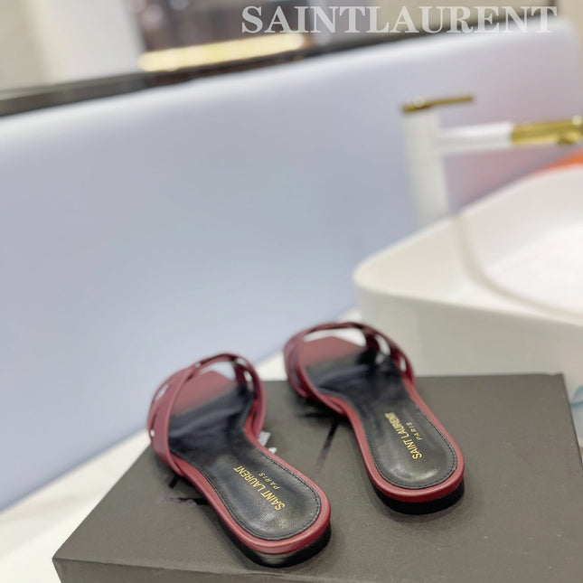 SL TRIBUTE SLIPPERS BERRY CALFSKIN