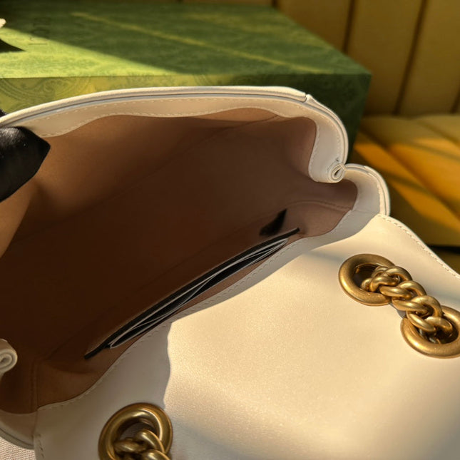 GG MARMONT MINI 18 HANDBAG IN WHITE CALFSKIN
