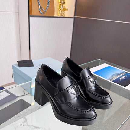 PRA CHOCOLATE BRUSHED LEATHER LOAFERS BLACK