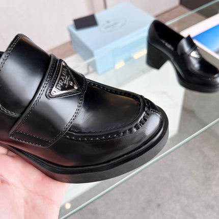 PRA CHOCOLATE BRUSHED LEATHER LOAFERS BLACK