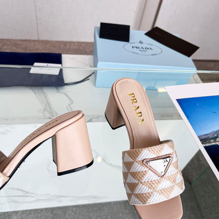 PRA EMBROIDERED SLIDES 65 BEIGE FABRIC