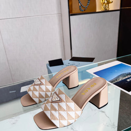 PRA EMBROIDERED SLIDES 65 BEIGE FABRIC