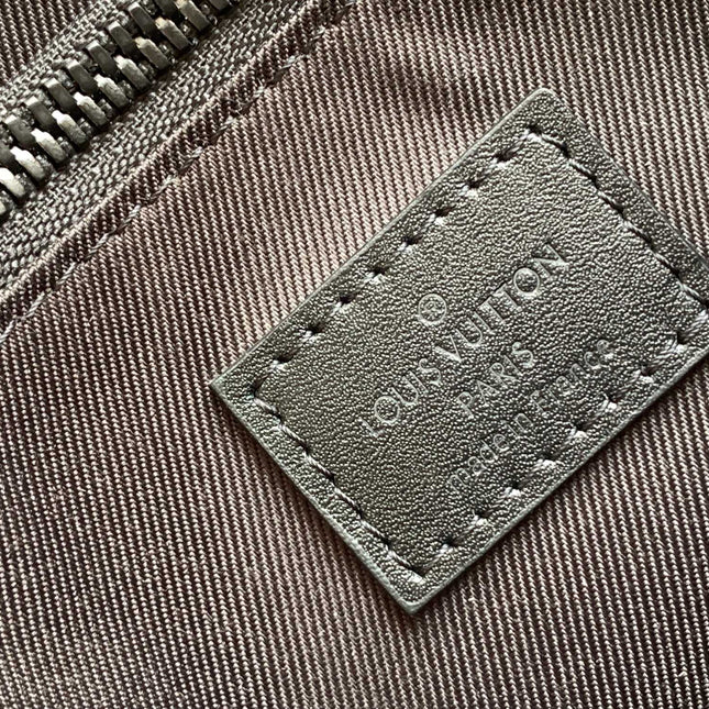 LV 25S S LOCK MESSENGER BAG 21 IN BLACK AND BROWN MONOGRAM MACASSAR CALFSKIN