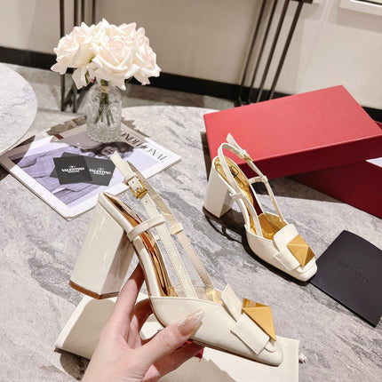 ONE STUD WHITE PATENT LEATHER LACE-UP HIGH HEELS 85 MM