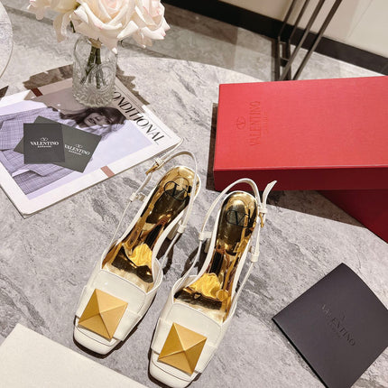 ONE STUD WHITE PATENT LEATHER LACE-UP HIGH HEELS 85 MM