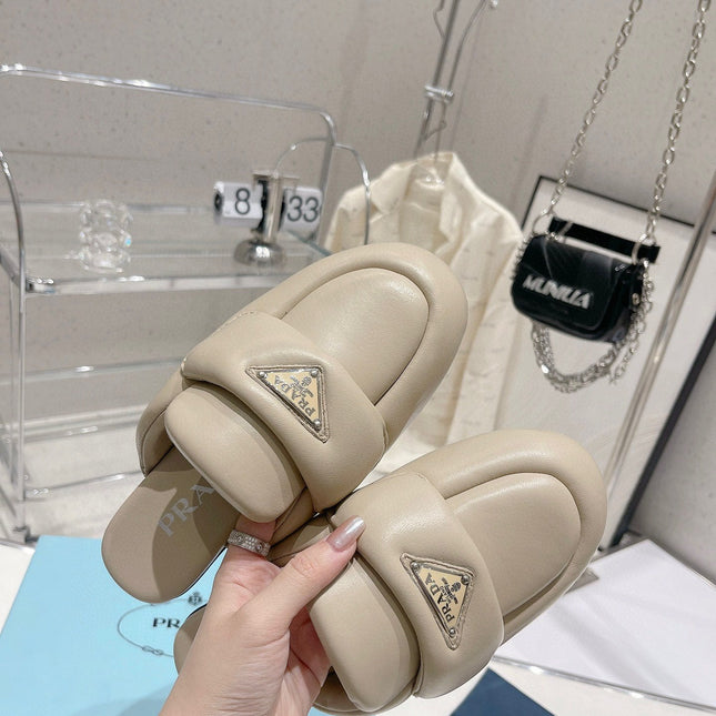 PRA SOFT PADDED NAPPA SHEARLING MULES BEIGE LAMBSKIN