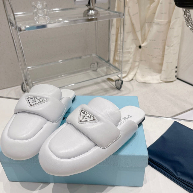 PRA SOFT PADDED NAPPA SHEARLING MULES WHITE LAMBSKIN