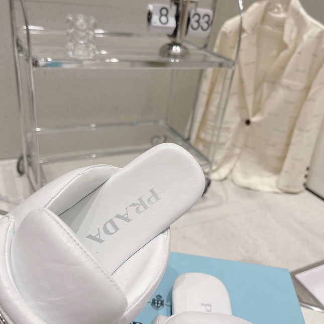 PRA SOFT PADDED NAPPA SHEARLING MULES WHITE LAMBSKIN