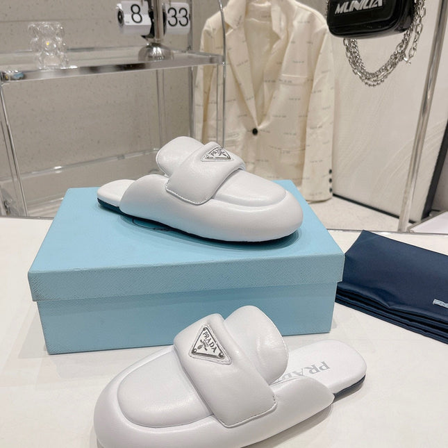 PRA SOFT PADDED NAPPA SHEARLING MULES WHITE LAMBSKIN