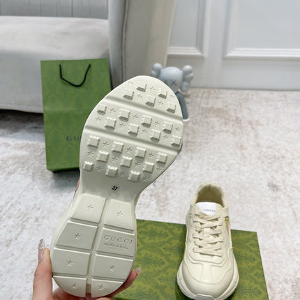 GG RHYTON TRAINER WHITE LAMBSKIN WITH AVOCADO MOTIF