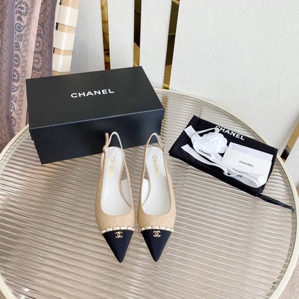 CC SLINGBACK 25S 30 MM IN BEIGE LAMBSKIN WITH SILVER HARDWARE