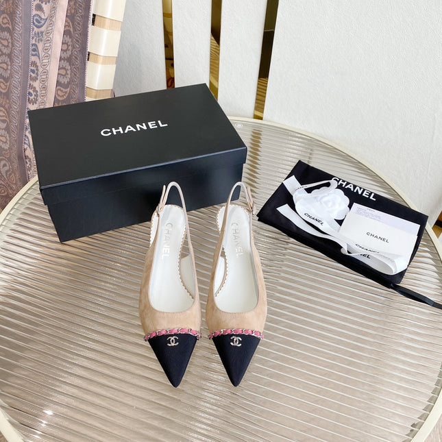 CC SLINGBACK 25S 30 MM IN NUDE PINK SUEDE WITH SILVER HARDWARE