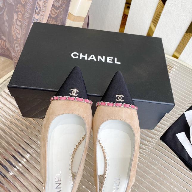 CC SLINGBACK 25S 30 MM IN NUDE PINK SUEDE WITH SILVER HARDWARE