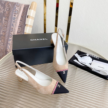 CC SLINGBACK 25S 30 MM IN NUDE PINK SUEDE WITH SILVER HARDWARE