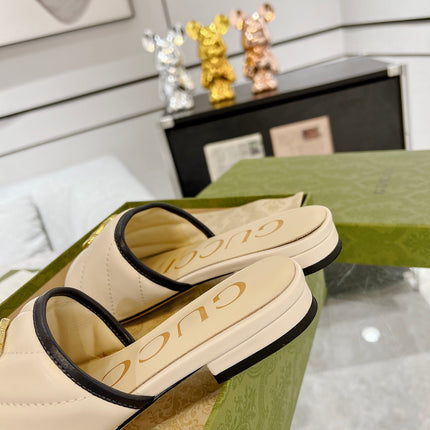 GG EXCLUSIVE SLIDE SANDAL IVORY CALFSKIN