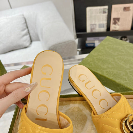 GG EXCLUSIVE SLIDE SANDAL AMBER CALFSKIN